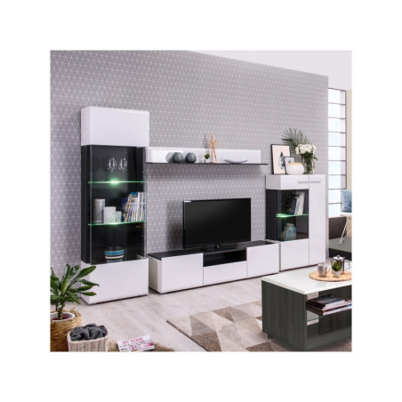 Vitrina Baja 2P Modelo Denzo Ébano-Blanco Brillo