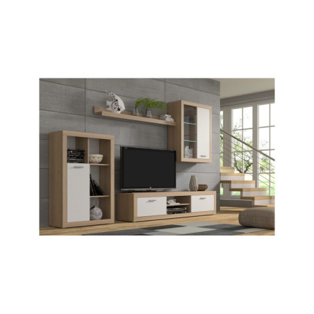 Conjunto de salón Modelo Sunset MDF Roble-Blanco
