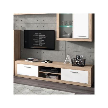 Conjunto de salón Modelo Sunset MDF Roble-Blanco