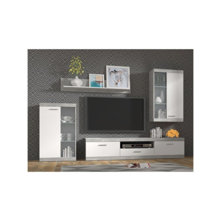 Conjunto de salón Modelo Catalina MDF Cemento-Blanco