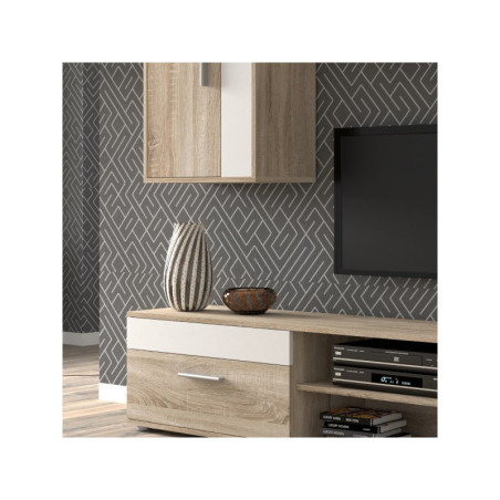 Conjunto de salón Modelo Sett Roble Somona-Blanco Mate