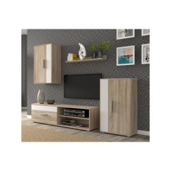 Conjunto de salón Modelo Sett Roble Somona-Blanco Mate