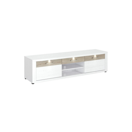 Mueble TV 3 Cuerpos - Modelo Malva MDF Gris-Blanco