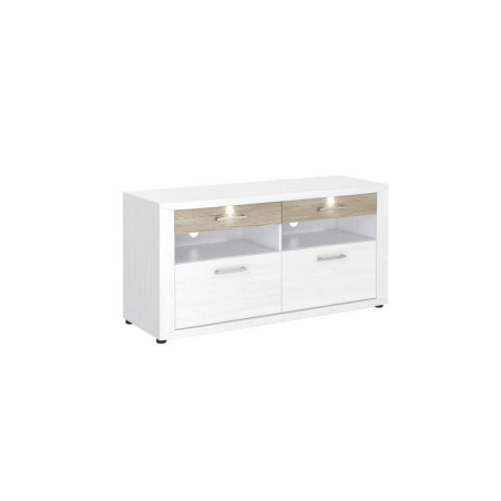 Mueble TV 2 Cuerpos - Modelo Malva MDF Gris-Blanco