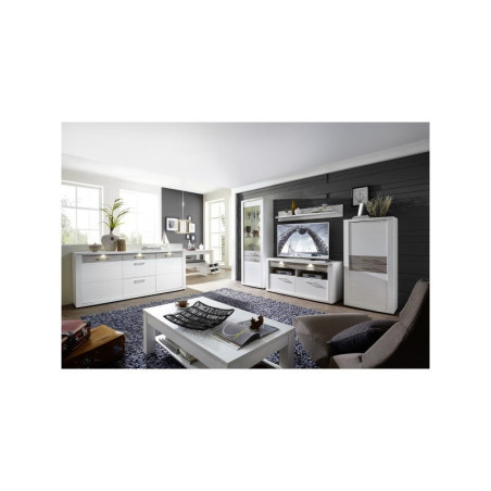 Mueble TV 2 Cuerpos - Modelo Malva MDF Gris-Blanco