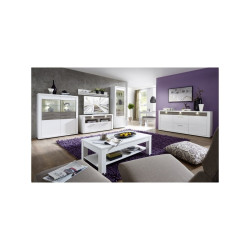 Mueble TV 2 Cuerpos - Modelo Malva MDF Gris-Blanco