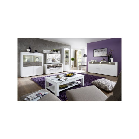 Mueble TV 2 Cuerpos - Modelo Malva MDF Gris-Blanco