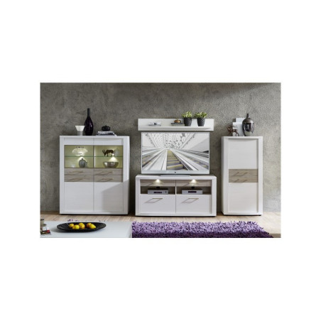 Mueble TV 2 Cuerpos - Modelo Malva MDF Gris-Blanco
