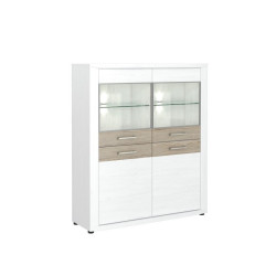 Vitrina Baja Modelo Malva MDF Gris-Blanco