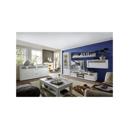 Vitrina Baja Modelo Malva MDF Gris-Blanco