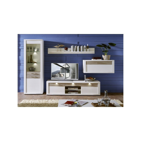 Vitrina Baja Modelo Malva MDF Gris-Blanco