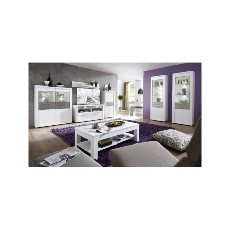 Vitrina Baja Modelo Malva MDF Gris-Blanco