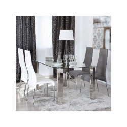 Mesa Comedor Valen Cristal Templado-Acero 140x90