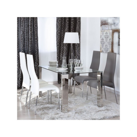 Mesa Comedor Valen Cristal Templado-Acero 140x90