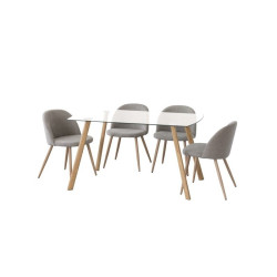 Mesa Comedor Cristo Cristal Templado - Color Natural 140x80