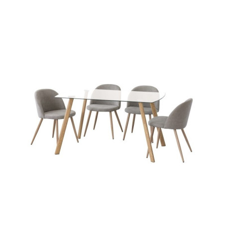Mesa Comedor Cristo Cristal Templado - Color Natural 140x80