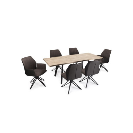Mesa Comedor Extensible Lila MDF Roble Sonoma- Acero 160(200)x90