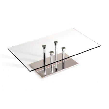 Mesa Centro Adria Rectangular Acero Inoxidable-Cristal Templado 120x70