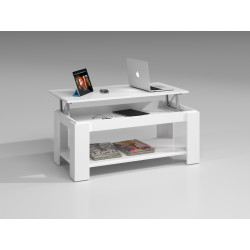 Mesa Centro Elevable Flow Melamina Blanco Artik 102x50