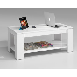 Mesa Centro Elevable Flow Melamina Blanco Artik 102x50