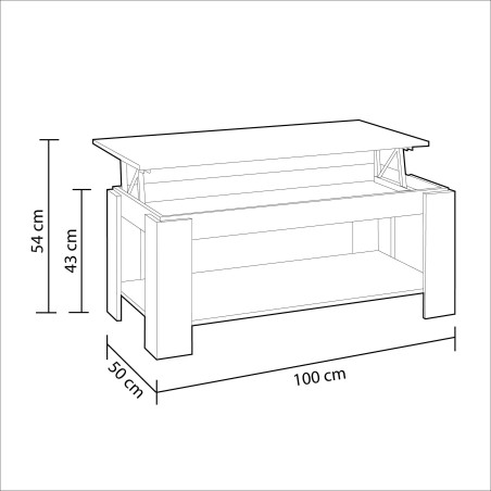Mesa Centro Elevable Flow Melamina Blanco Artik 102x50