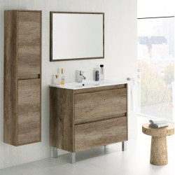 Mueble Lavabo + Espejo Dakota Color Nogal