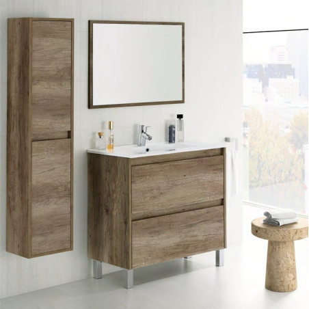 Mueble Lavabo + Espejo Dakota Color Nogal