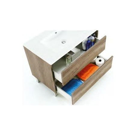 Mueble Lavabo + Espejo Dakota Color Nogal