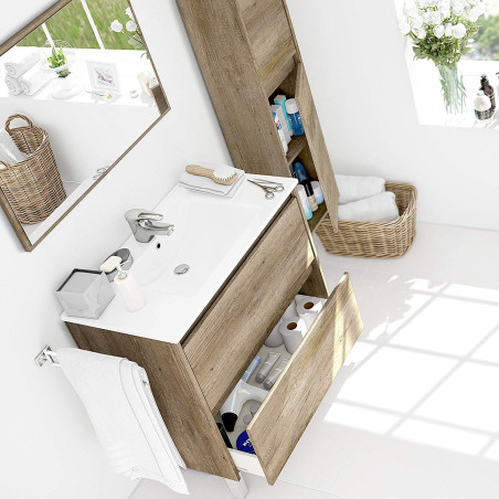 Mueble Lavabo + Espejo Dakota Color Nogal