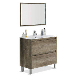Mueble Lavabo + Espejo Dakota Color Nogal