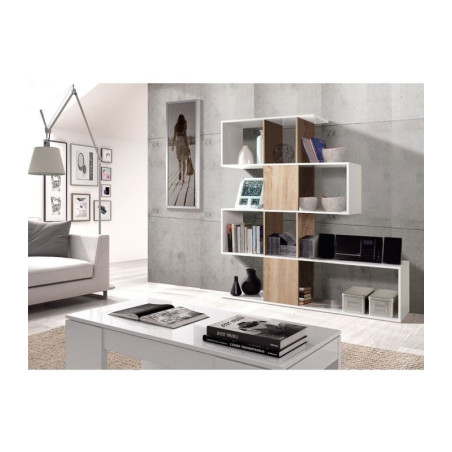 Estantería Zig Zag Elfos Blanco Artik-Roble Estilo Nórdico