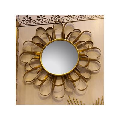 Espejo redondo dorado - Imagen 1
