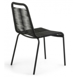 SILLA COMEDOR GLENVILLE METAL CUERDA NEGRA APILABLE