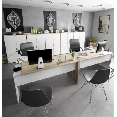Mesa Oficina Reversible Style Roble Canadian-Blanco - Imagen 7