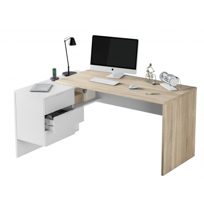Mesa Oficina Reversible Style Roble Canadian-Blanco - Imagen 8