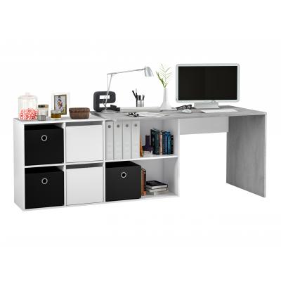 Mesa Oficina Reversible Adapta Cemento-Blanco - Imagen 1