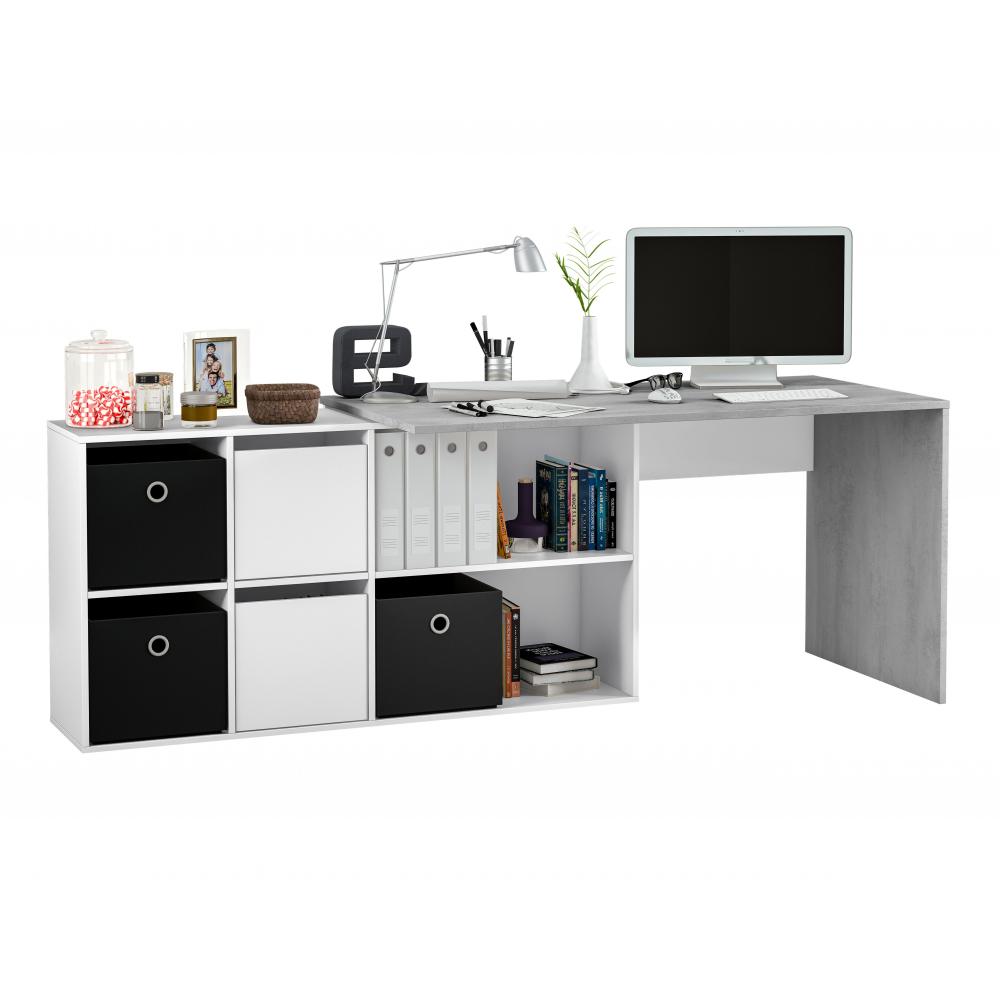 Mesa Oficina Reversible Adapta Cemento-Blanco - Imagen 1